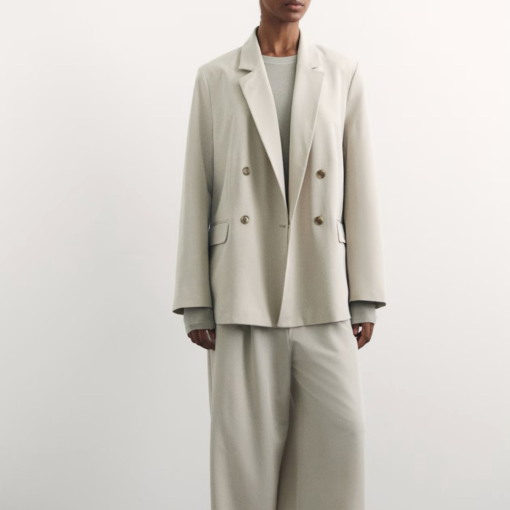 Women's Double-Breasted light beige Blazer - Picture 6 of 8